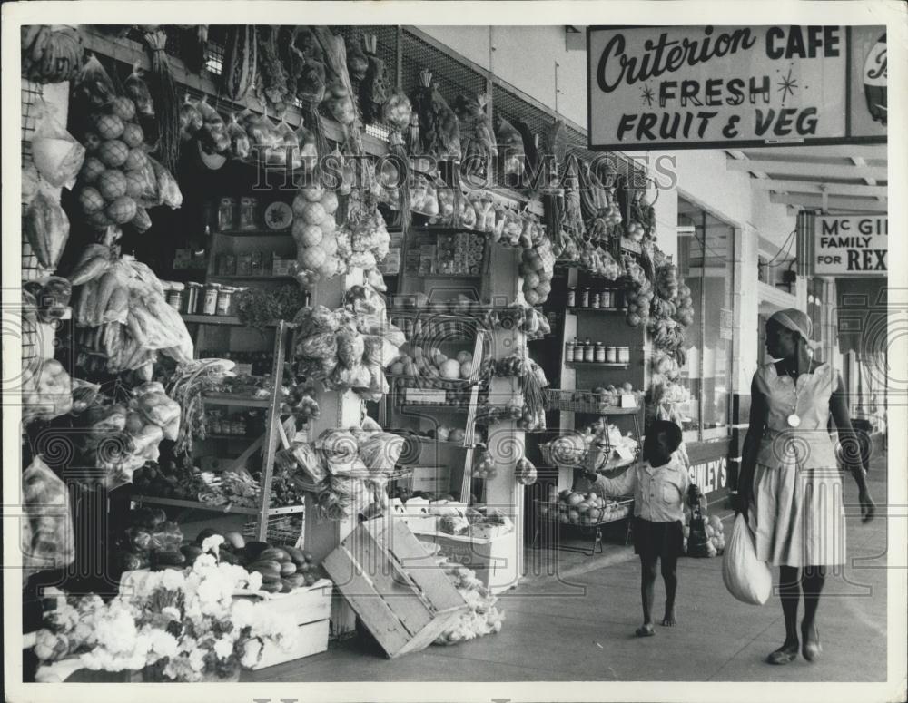 Press Photo Greek Fruit Shop in Salisbury, Speke Avenue - Historic Images