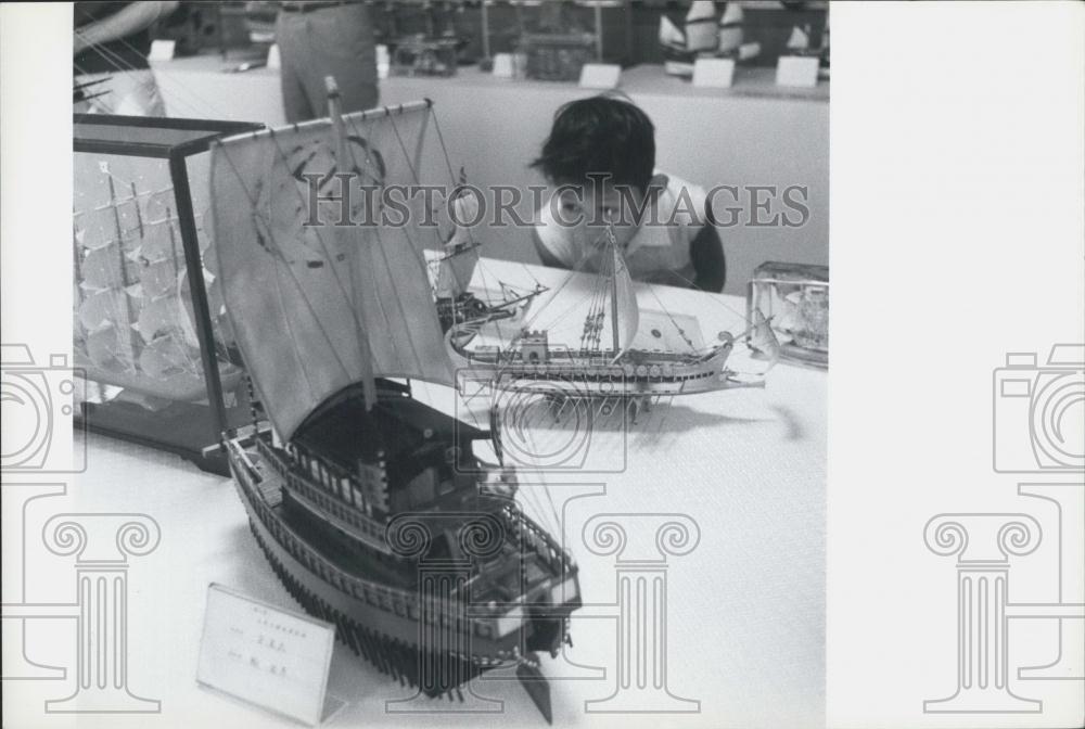 1973 Press Photo Model ships of the world Exhibit at Yokohama - Historic Images