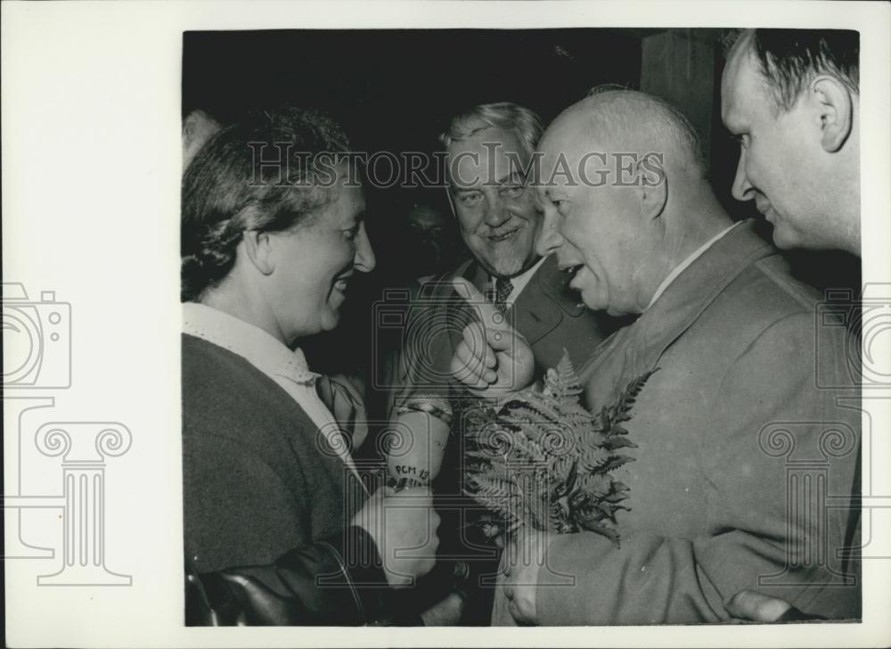 1957 Press Photo Soviet Leaders Khrushchev Bulganin Visit Czechoslovakia - Historic Images