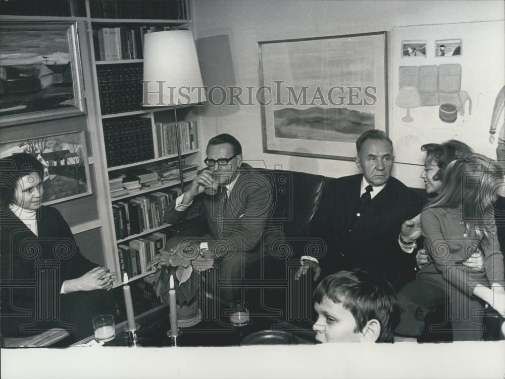 1971 Press Photo Soviet Premier A. Kosygin & Danish Jens Otto Krag - Historic Images