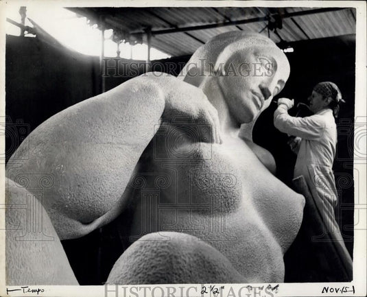 Press Photo Mr Charles Wheeler with "The Elements"-Earth And Water - Historic Images