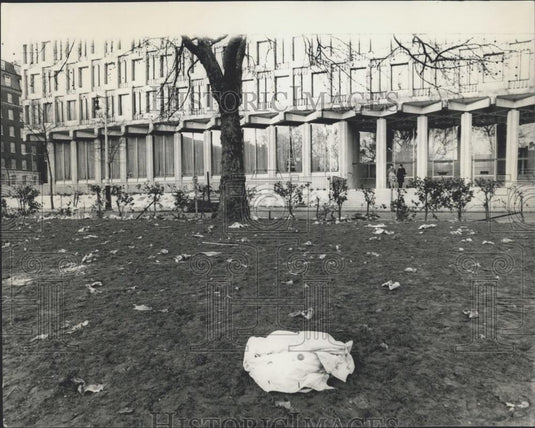 1968 Press Photo Debris after yesterday's demonstration in Grosvenor Square - Historic Images