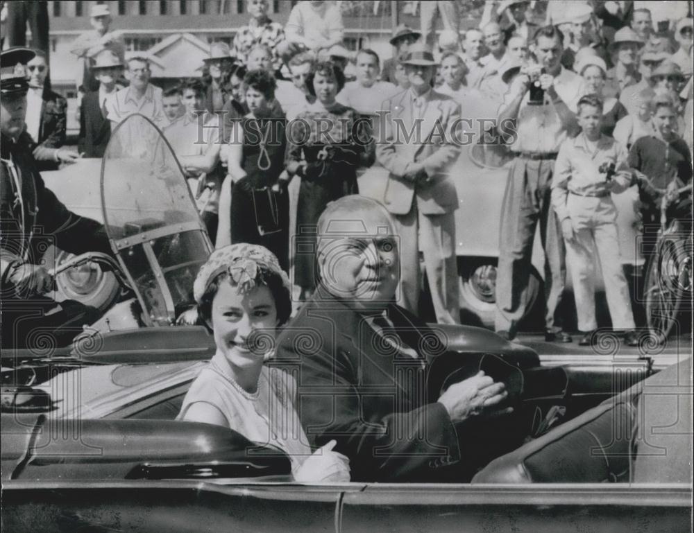 1958 Press Photo Princess Margaret&#39;s Canadian Tour with Mr. Frank Ross Lieut-Gov - Historic Images