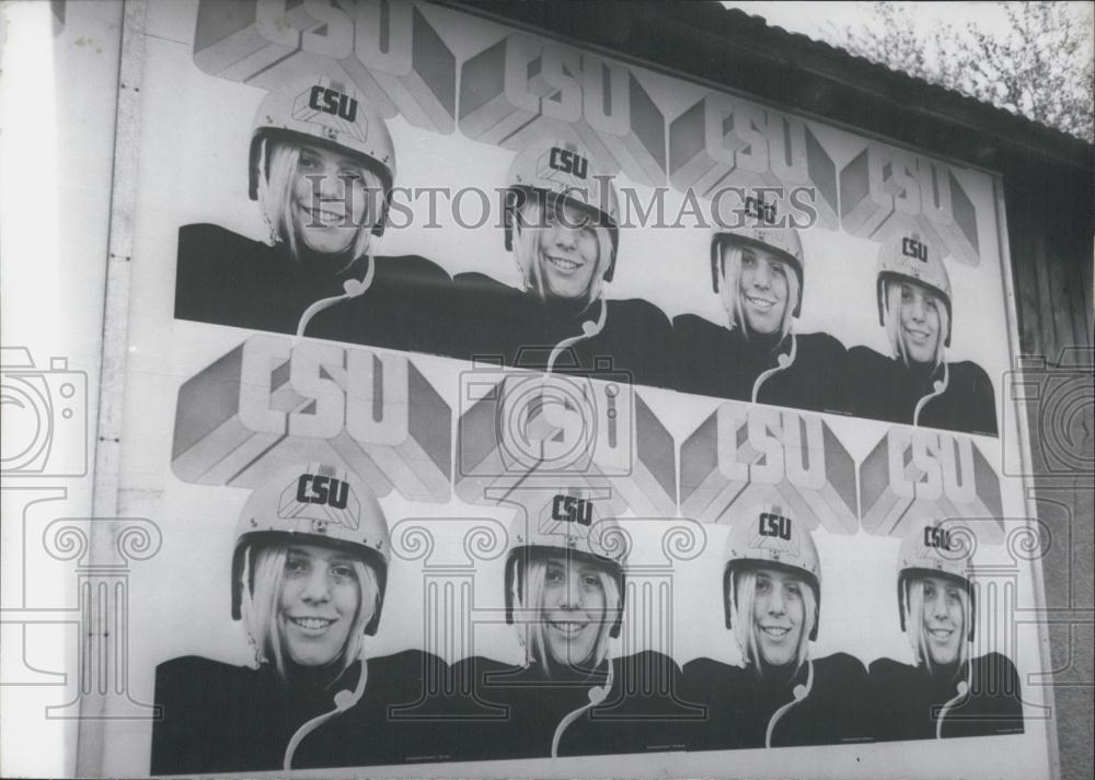 1970 Press Photo CSU (Christian Social Union) New Style Crash Helmet Girl - Historic Images