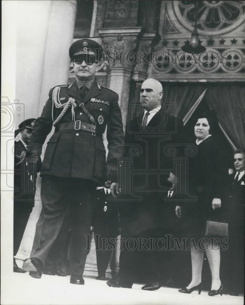 1968 Press Photo Greek Regent General Zoitakis Leaving Cathedral Pattasos - Historic Images