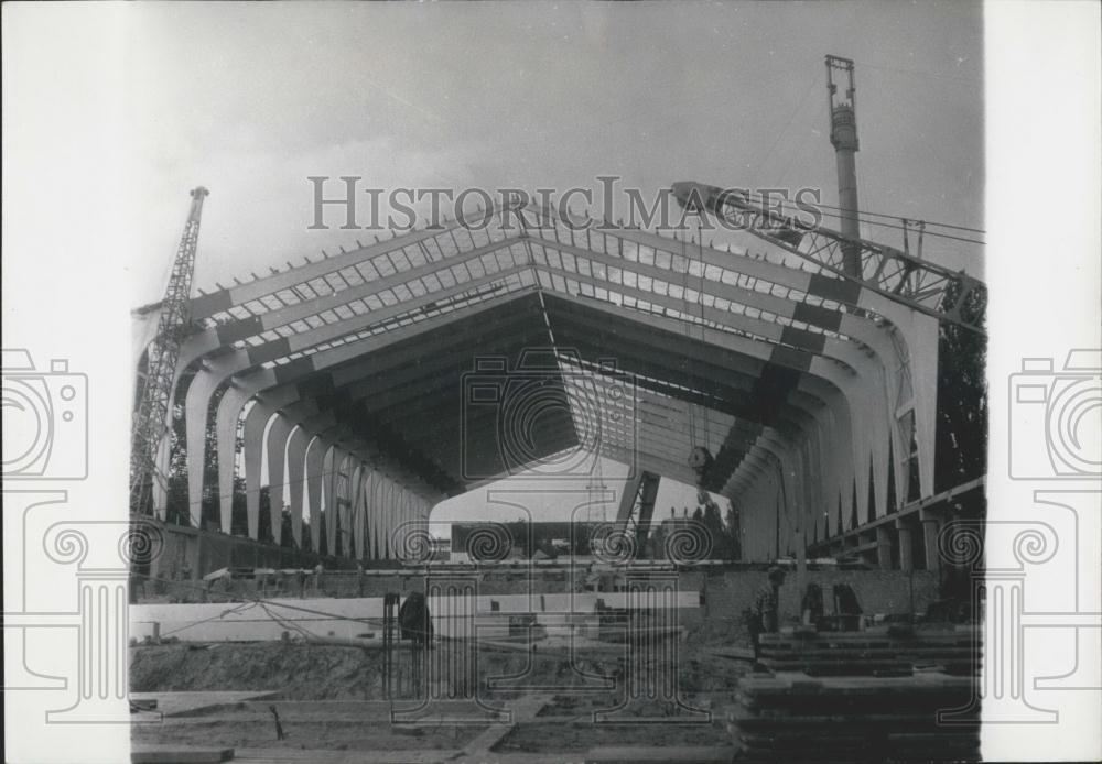 Press Photo Belgian Congo Pavilion Construction Process - Historic Images