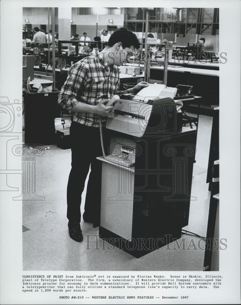 1967 Press Photo Florian Wanka &amp; Inktronic printing machine - Historic Images