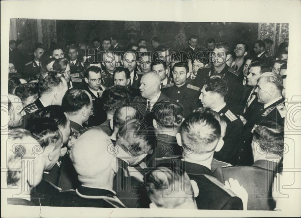 1957 Press Photo Central Committee First Secretary Khruschev Moscow Reception - Historic Images