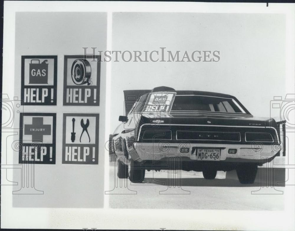 Press Photo 4 Different Pictures Made For Your Car To Tell Others You Need Help - Historic Images