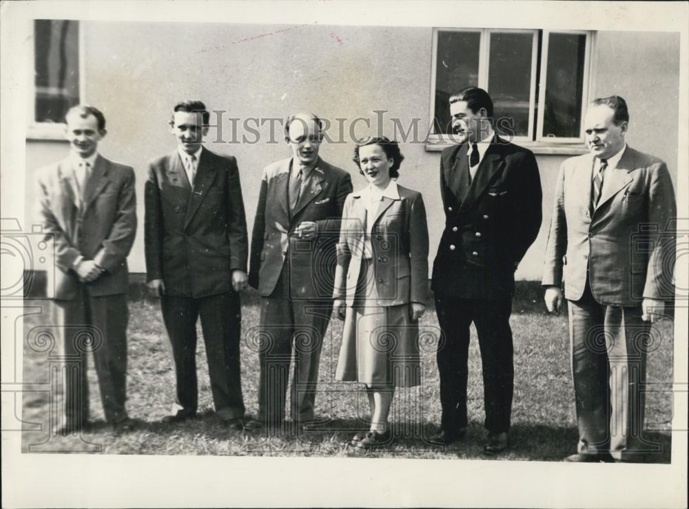 1953 Press Photo Czech Airliner Lands at American Base in Germany - Historic Images