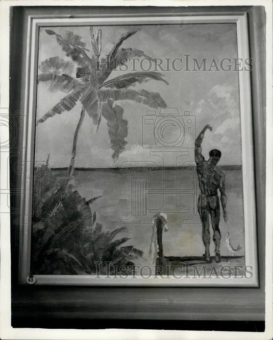 1955 Press Photo Painting is a Pleasure-Exhibition in London - Historic Images