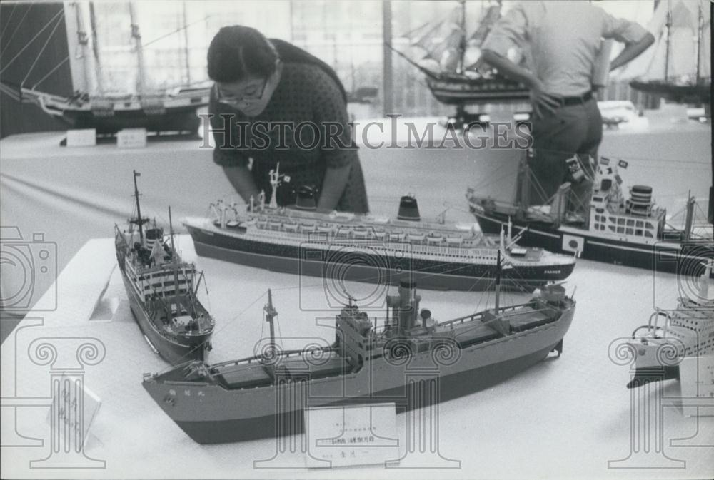 1973 Press Photo Model ships of the World exhibited at Yokohama - Historic Images