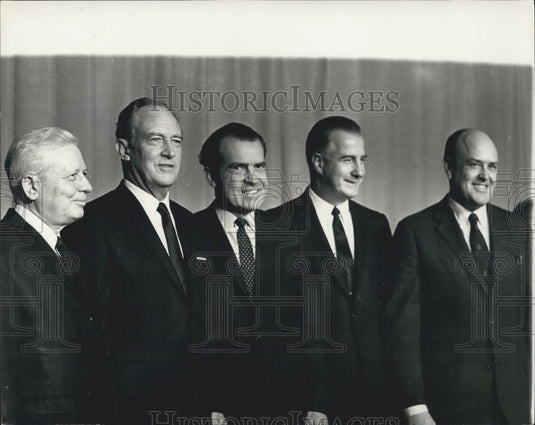 1968 Press Photo President Nixon With Cabinet Members Kennedy Rogers Agnew - Historic Images