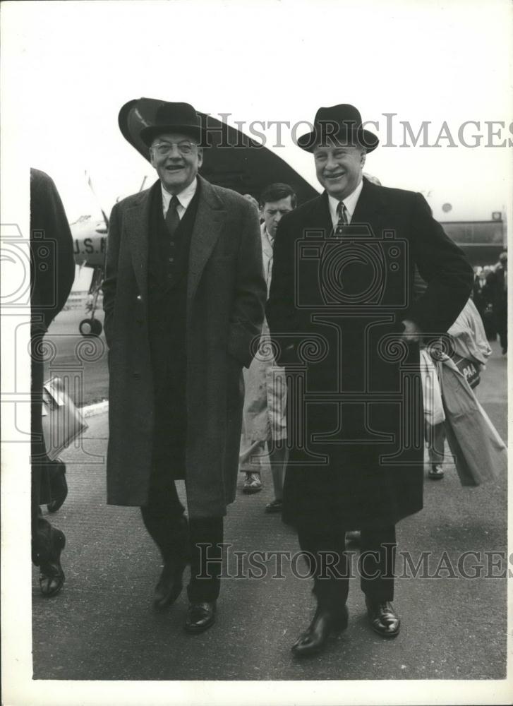 1956 Press Photo Mr. John Foster Dulles ,US Sec of State &amp; Mr. Aldridge - Historic Images