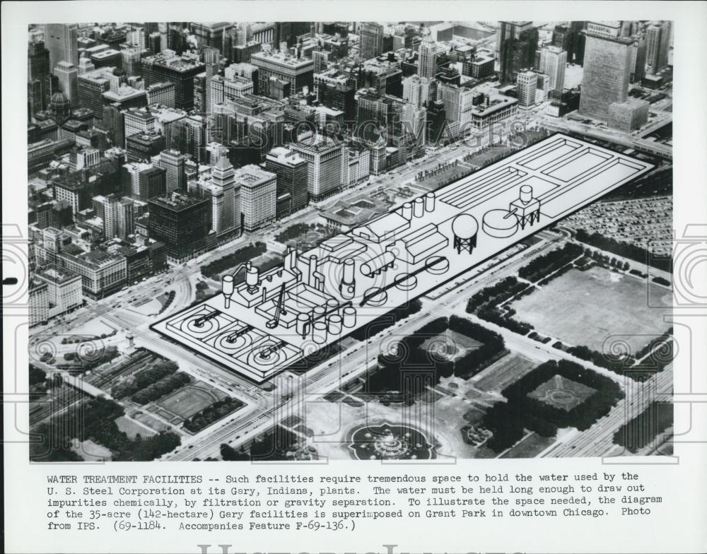 Press Photo Water Treatment Facility of Gary Indiana - Historic Images