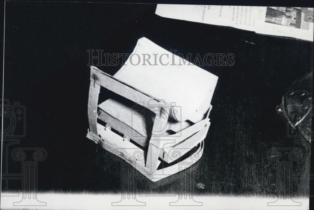 1958 Press Photo Thrashing Block Used in the Concentration Camps of Buchenwald - Historic Images