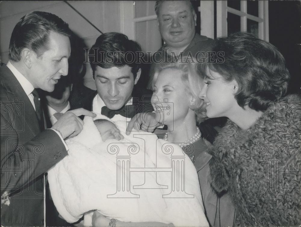 1961 Press Photo Michele Morgan, Jean-Claude Brialy, Baby Jerome - Historic Images