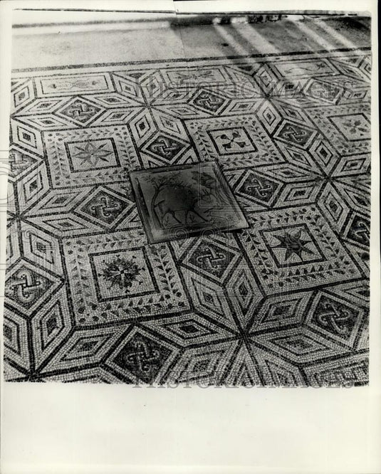 1956 Press Photo Mosaics at Sicily's "Valley of the Temples"-Agrigento, Sicily - Historic Images