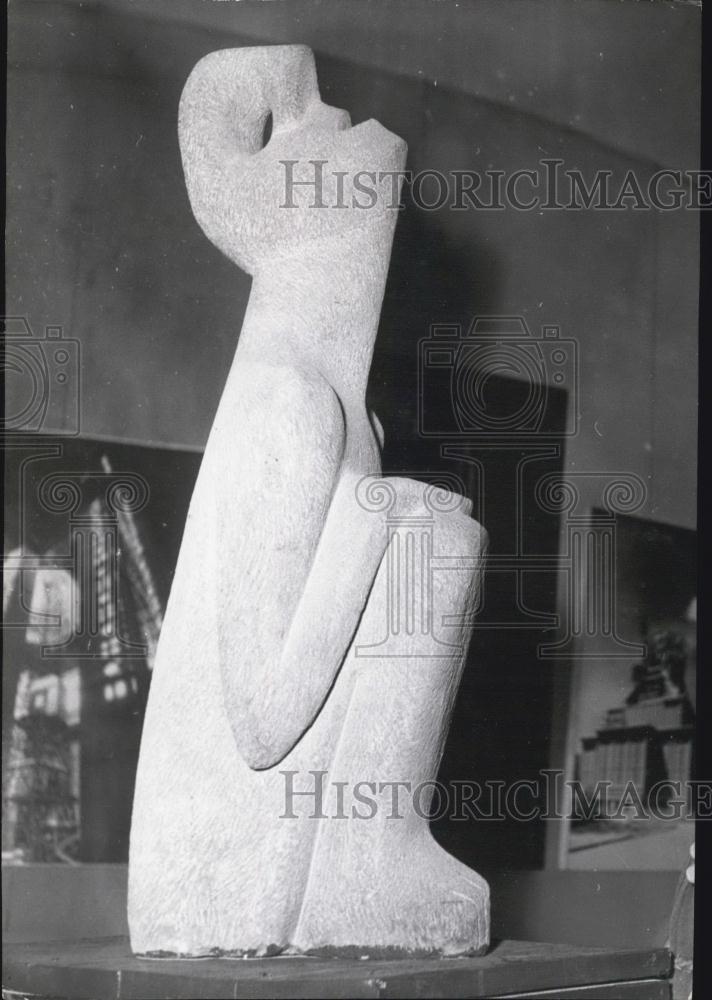 Press Photo JOB Sculpted In Lava From Volvic By Achiem Paris Museum Modern Art - Historic Images