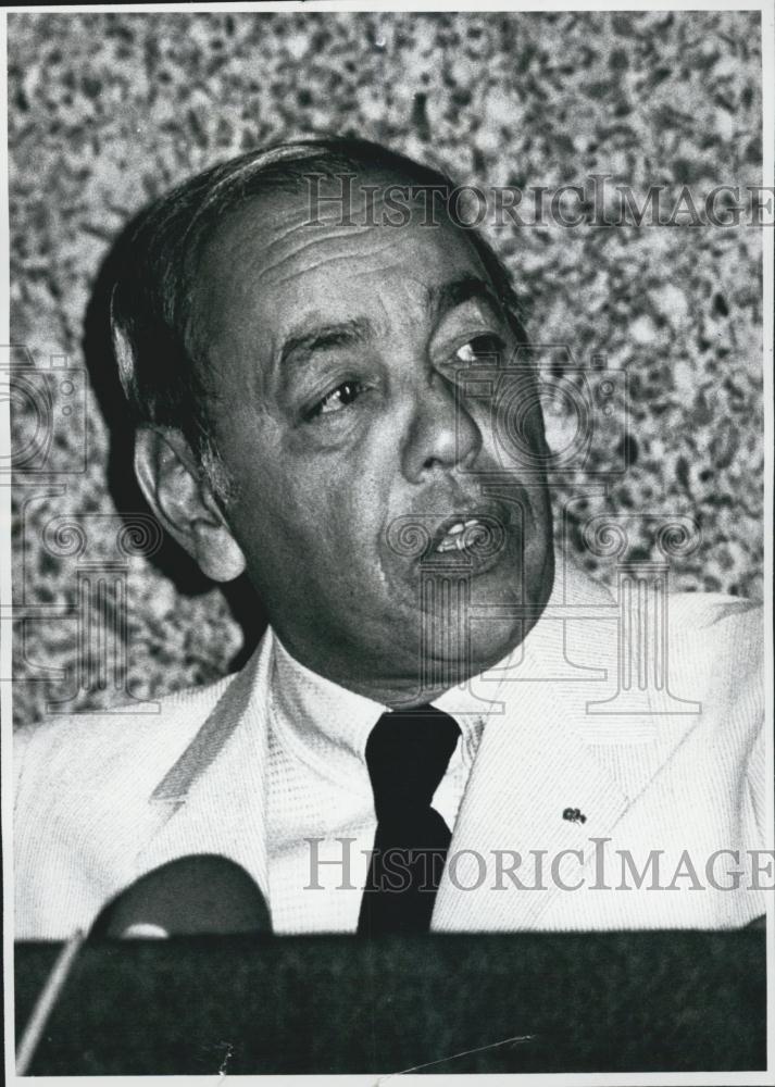 Press Photo Moroccan King Hassan II Giving Speech - Historic Images