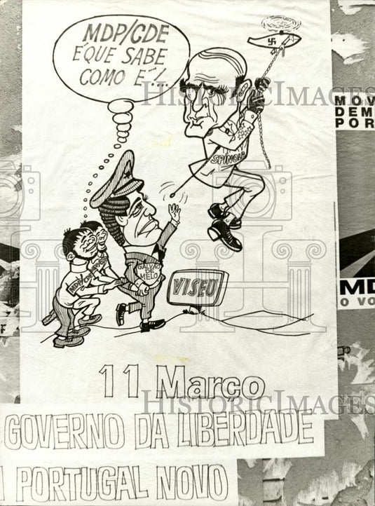 Press Photo Poster - Political Humour, About The Departure of General Spinola - Historic Images