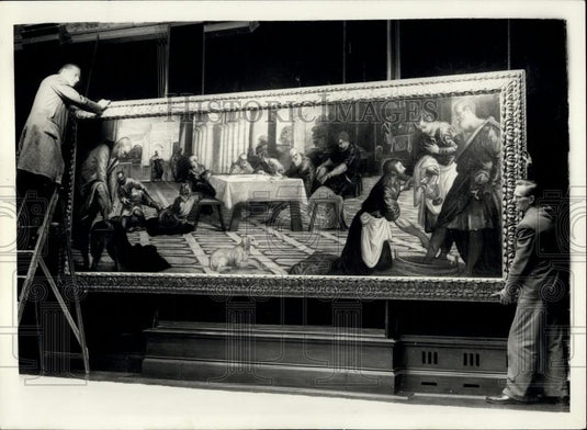 1958 Press Photo Tintoretto Painting, Christ Washing Disciples' Feet, Art - Historic Images