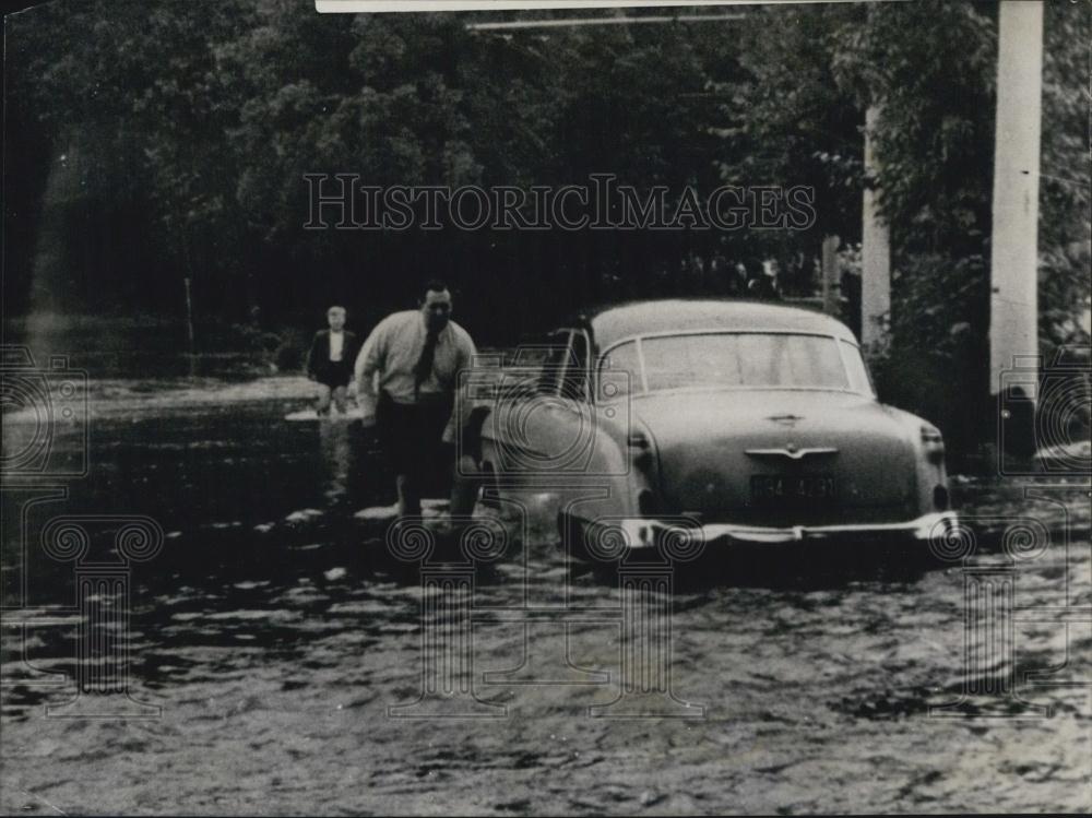 1956 Press Photo Westfalen/Germany flood scene - Historic Images