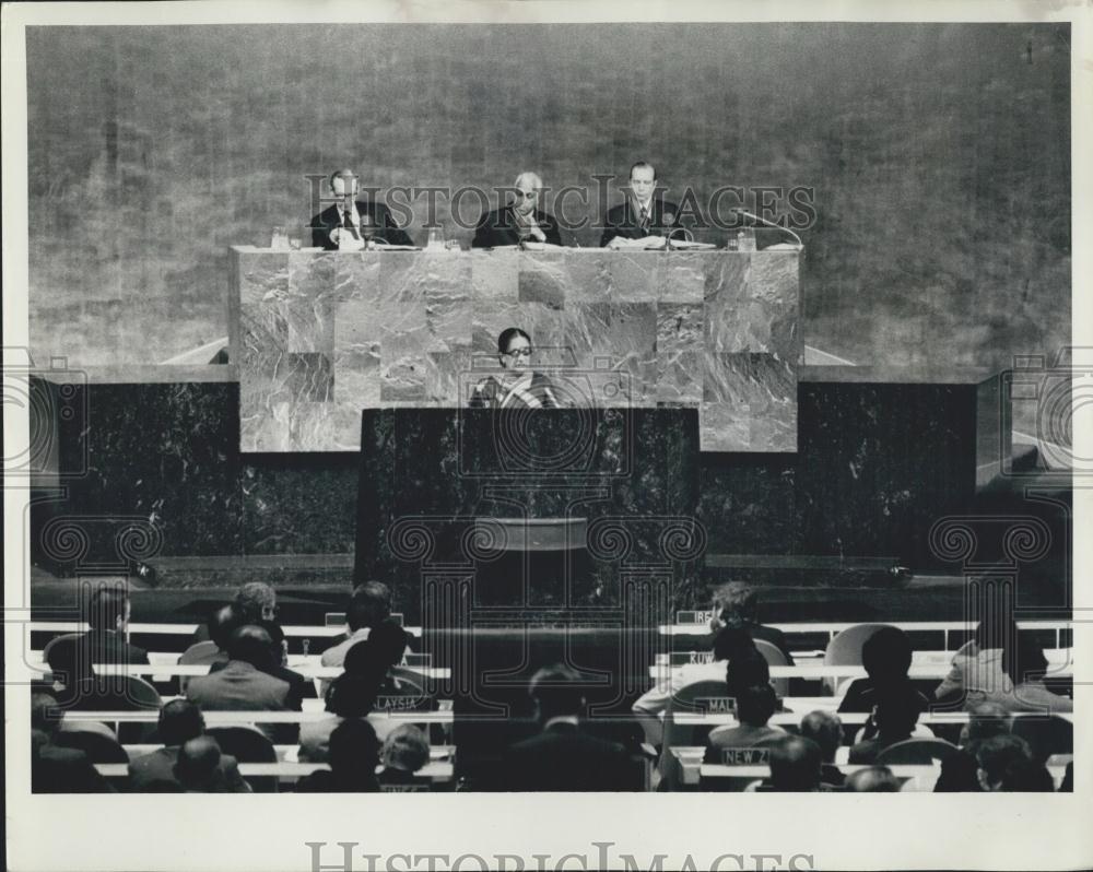 1976 Press Photo Premier of Sri Lanka , Sirimavo Bandaranaike at UN - Historic Images