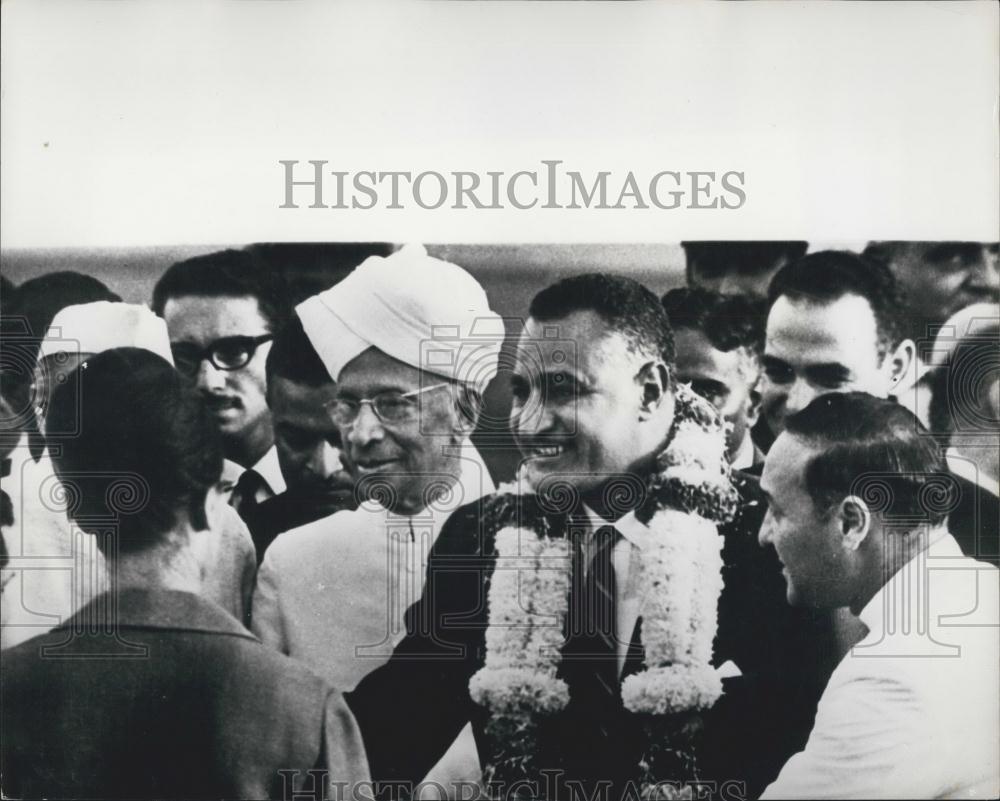 1966 Press Photo President Nasser after his arrival at Palam Airport, New Delhi - Historic Images