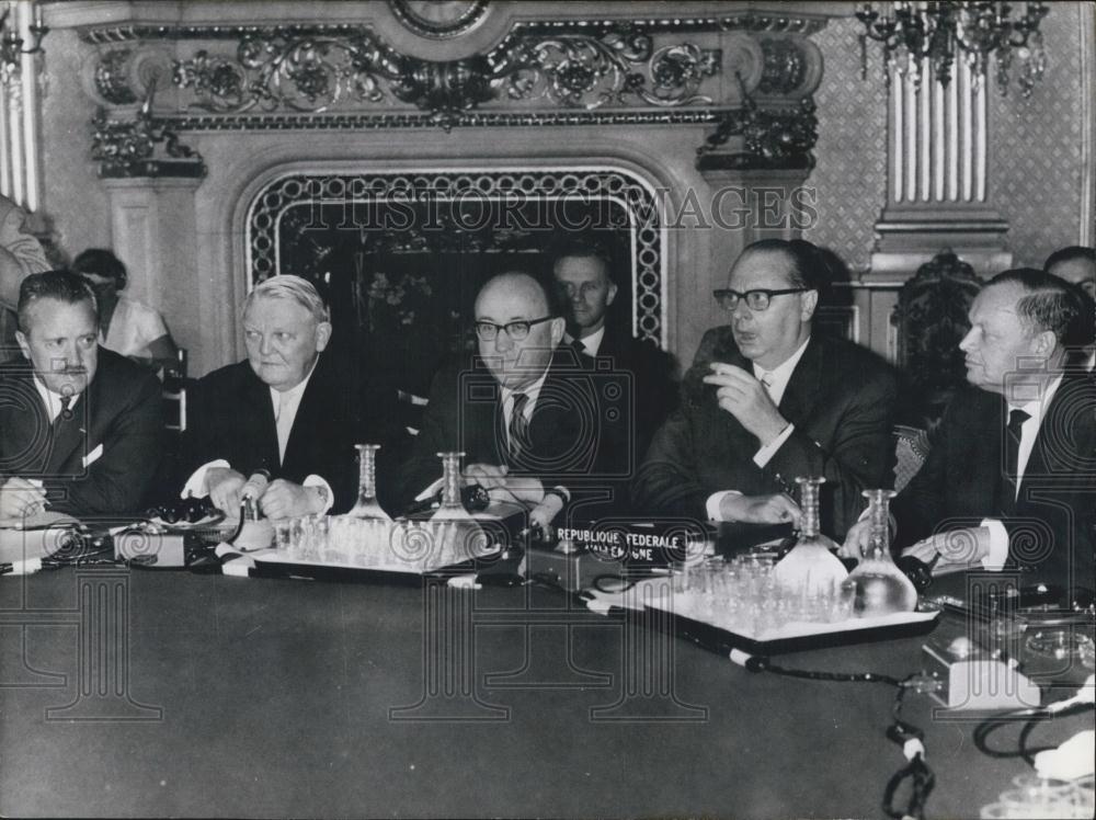 Press Photo German Foreign Minister Von Erhard, Hallstein &amp; Brentano - Historic Images