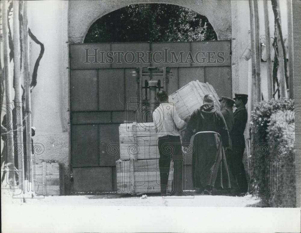 1965 Press Photo Crates of cigarettes seized at a Monastery - Historic Images