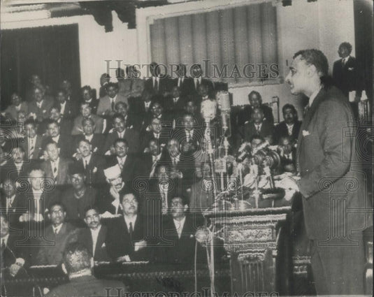 1957 Press Photo Colonel Nasser First Post Revolution "People's Parliament" - Historic Images