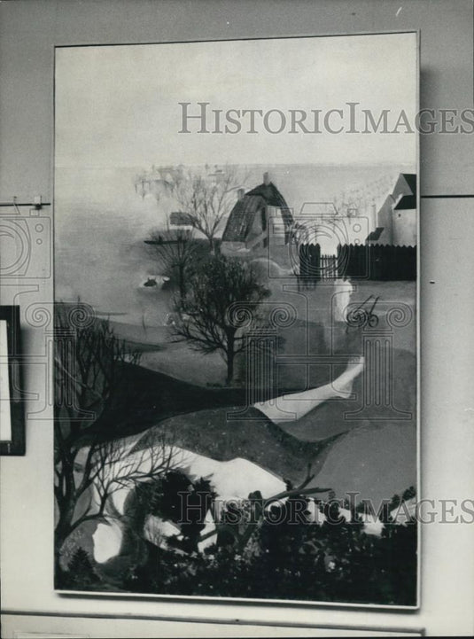 1957 Press Photo Flood painting by M. D'Hautervie - Historic Images
