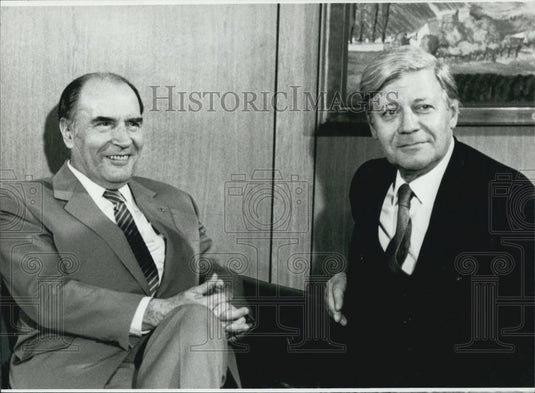 1981 Press Photo West German Chancellor Schmidt & French President Mitterand - Historic Images