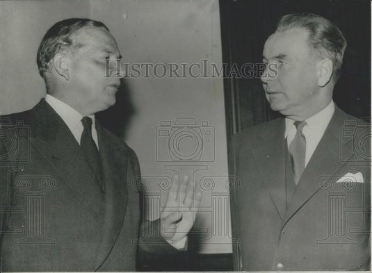 1958 Press Photo Polish Foreign Minister, Mr. Rapacki & Mr. Selwyn Lloyd - Historic Images