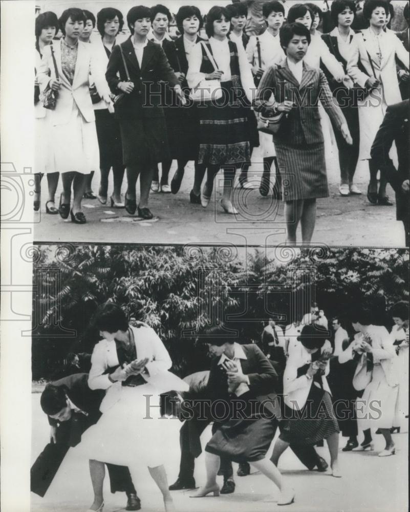 1979 Press Photo 20 Japanese policewoman as Mrs. Thatcher &#39;s bodyguards - Historic Images