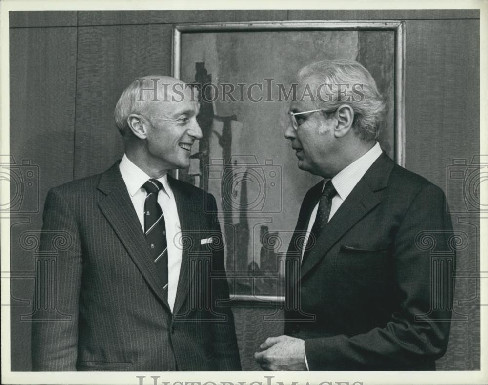 1984 Press Photo Secretary-General Javier Perez de Cuellar &amp; Kare Willoch Norwa - Historic Images