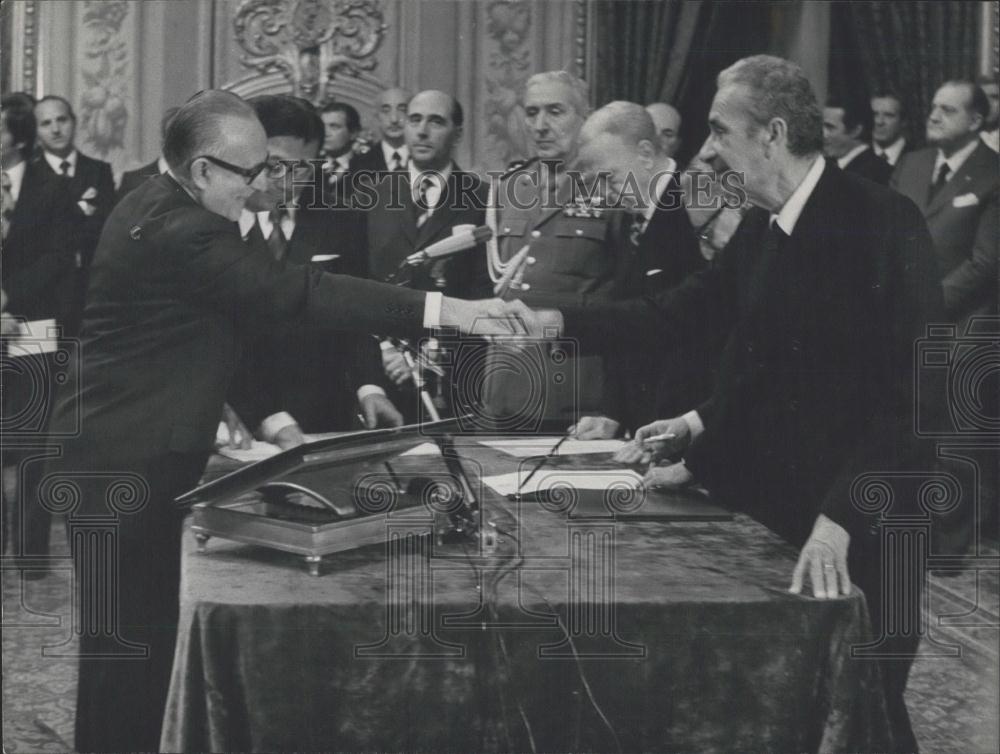 Press Photo Italian Government, Prime Minister Aldo Moro, Mariano Rumor - Historic Images