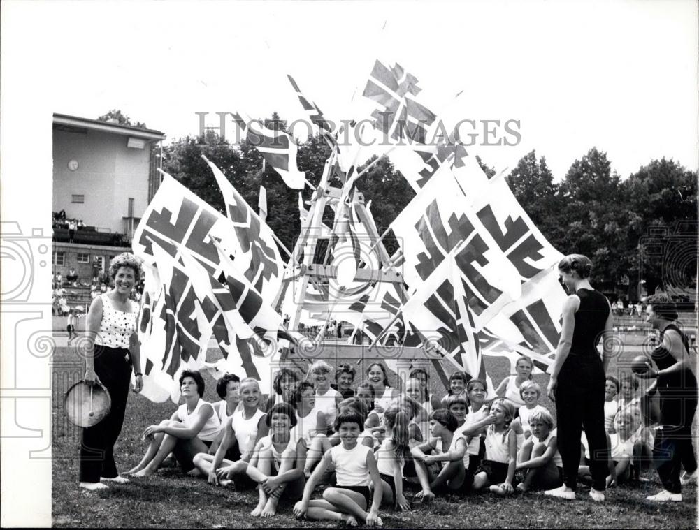 1958 Press Photo opening of the Deutsches Turnfest in Munich - Historic Images