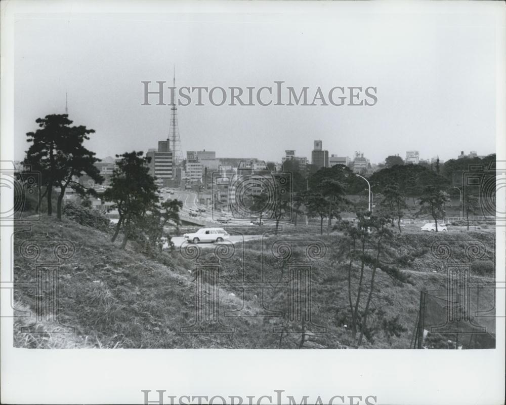 1968 Press Photo View Downtown Tokyo From Hotel New Otani Tokyo Broadcasting - Historic Images