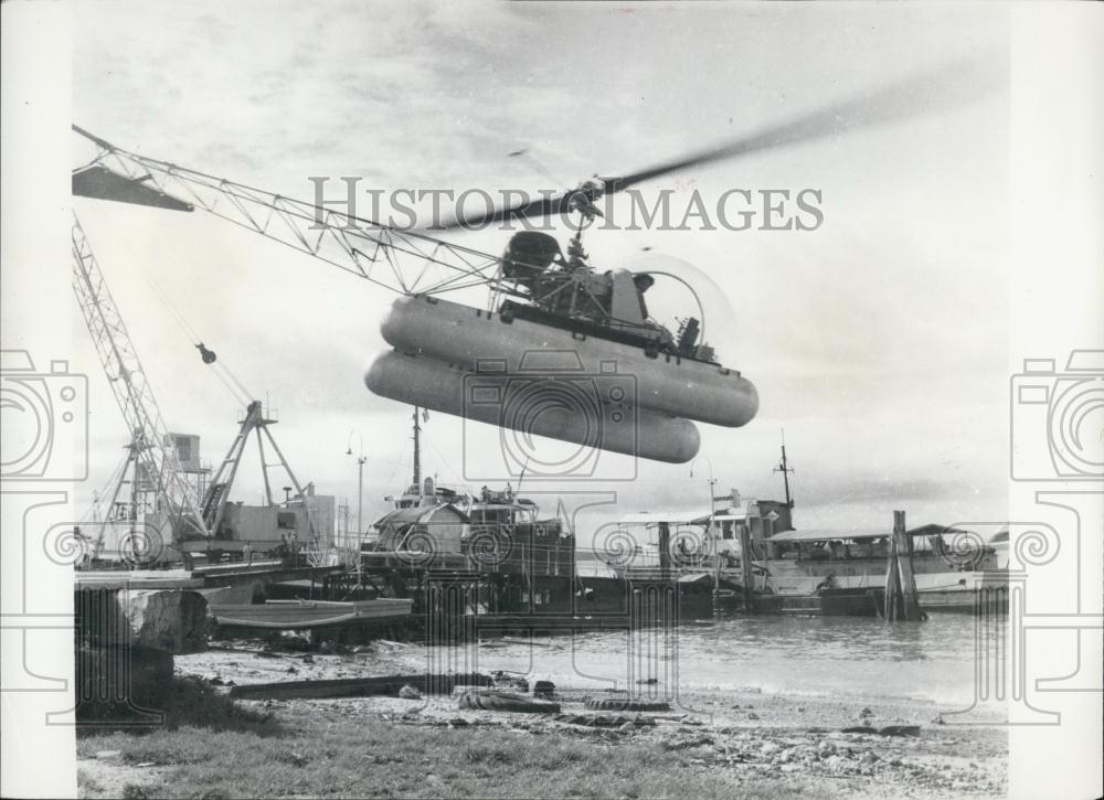 Press Photo Helicopter transport at Sorong harbour - Historic Images