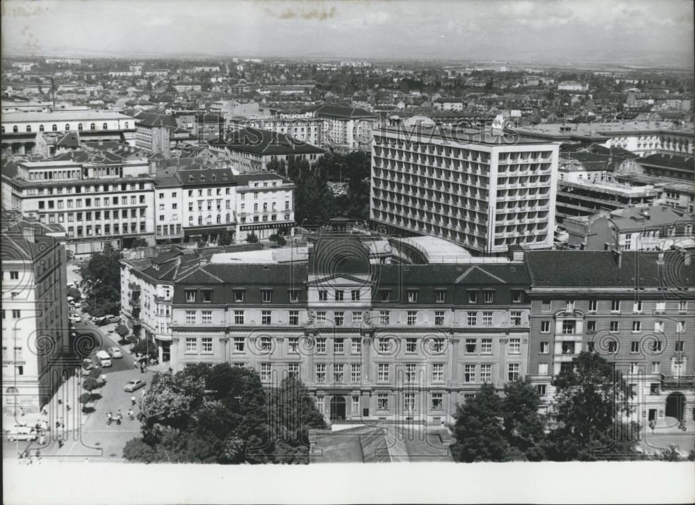 1967 Press Photo Aerial Sofia Bulgari With &quot;Rila&quot; Hotel In Backdrop - Historic Images