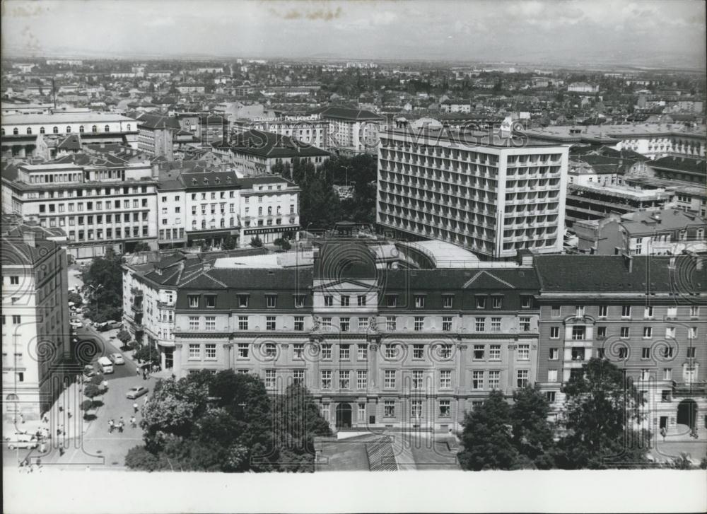 1967 Press Photo Aerial Sofia Bulgari With "Rila" Hotel In Backdrop - Historic Images