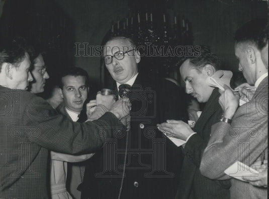 1957 Press Photo M. Rene Pleven President Coty new cabinet France - Historic Images