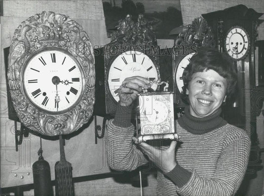 1979 Press Photo Antiques, 1800's Clocks, Deutsches Museum, Munich Germany - Historic Images
