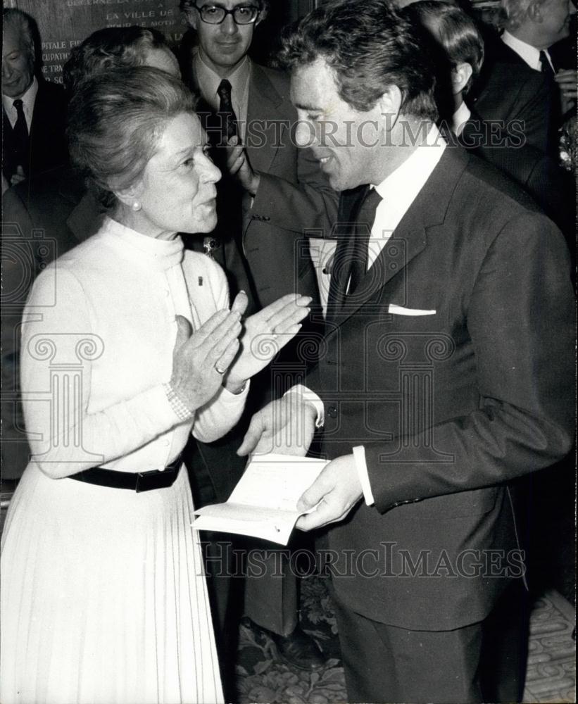 1973 Press Photo Lord Snowdon Mile Nicole De Hauecloque Town Hall Luncheon - Historic Images