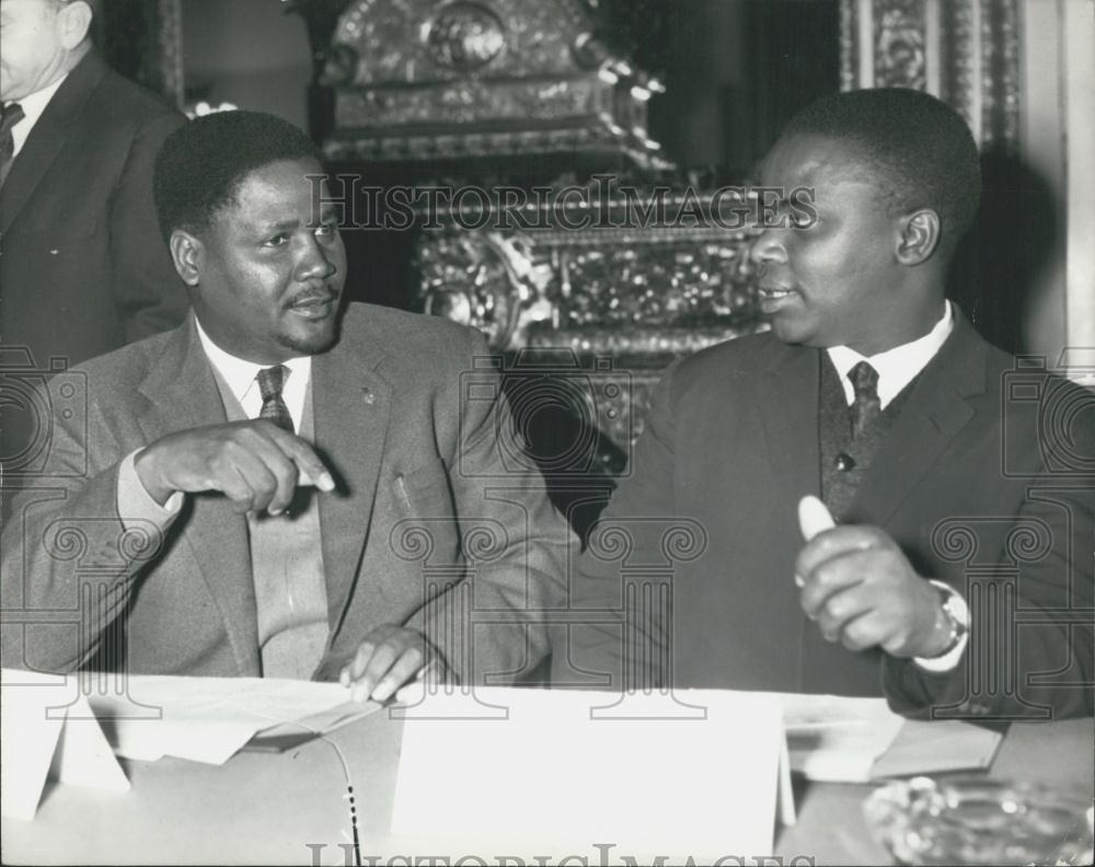 1974 Press Photo Joshua Nkomo Reverend Ndabaniuci Sithola Leaders of Z.A.P.U - Historic Images