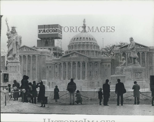 1976 Press Photo Japanese Ice Sculptures Features U.S.Historical buildings - Historic Images