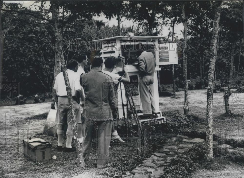 Press Photo Meteorological readings being taken in the Belgian Congo - Historic Images