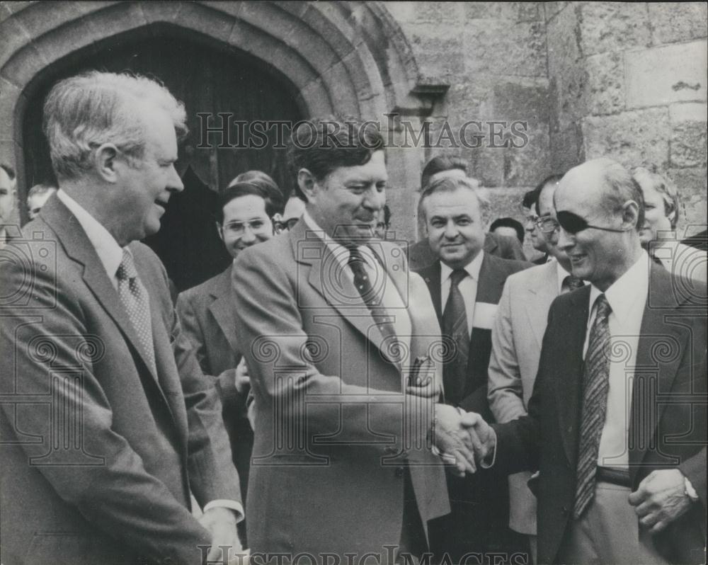 1978 Press Photo Moshe Dayan Mohammed Ibrahim Kamel U.S. Sec. State Cyrus Vance - Historic Images